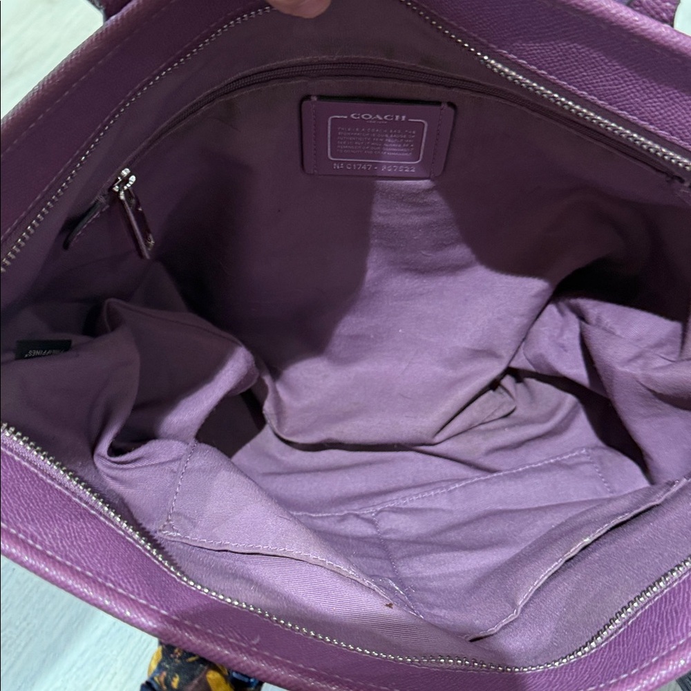 Coach Violet Tote Bag with Yellow Scarf - Picture 14 of 14